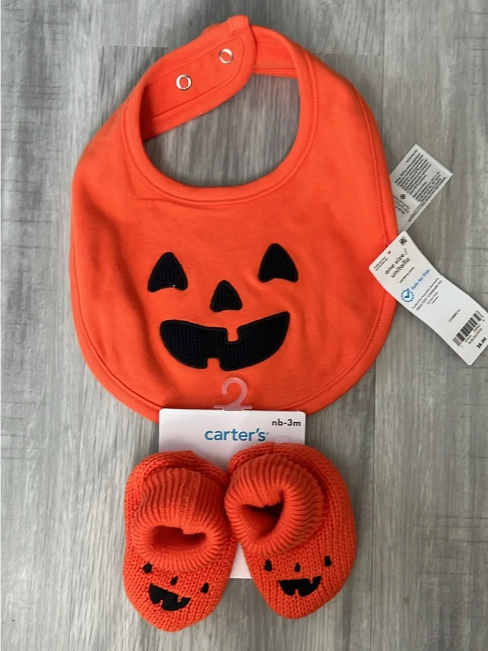 Carters Halloween Pumpkin Bib & Baby Booties
